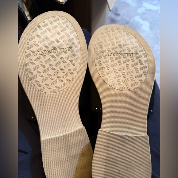 Italian Shoemakers Black Studded Slide Sandals Leather Size 7 - Picture 5 of 5